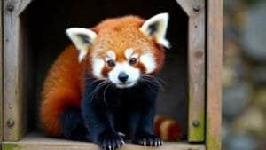 A pregnant female red panda in a shelter