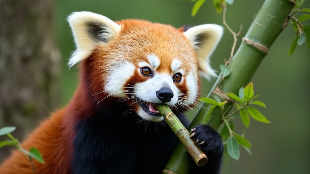 Bamboo is the primary food source for red pandas