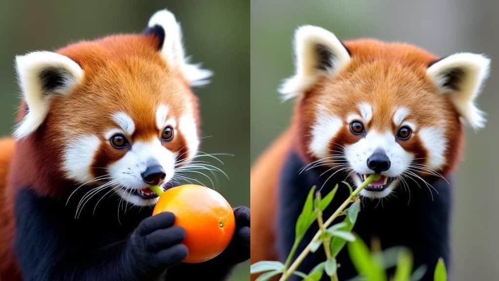 how red pandas adapt their diet between summer and winter