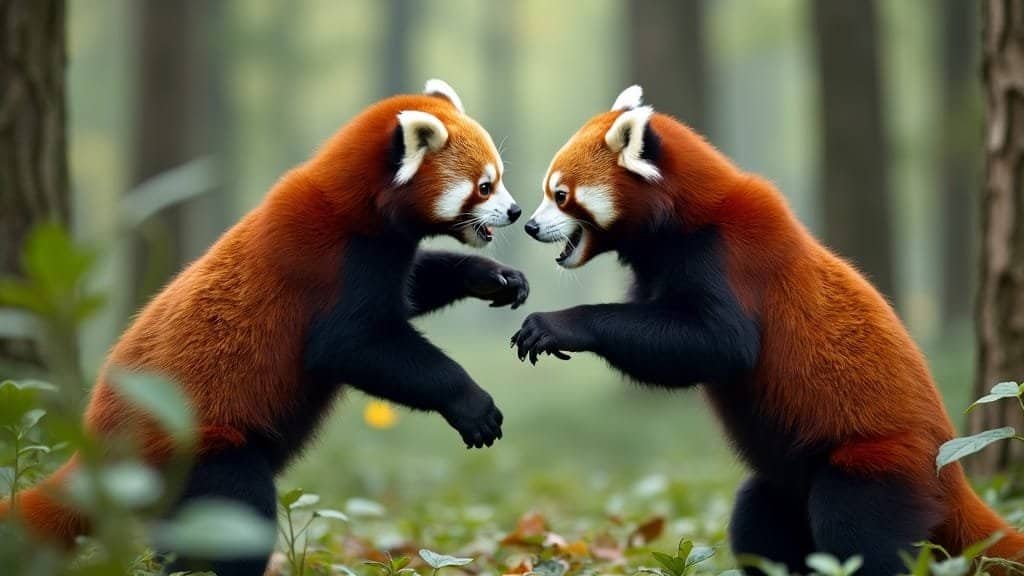 How Do Male Red Pandas Compete For Female Attention During Mating Season