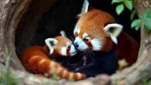 How Do Red Pandas Interact with Their Cubs During the Early Stages of Development